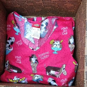 Dickies Dog Print Scrub Top